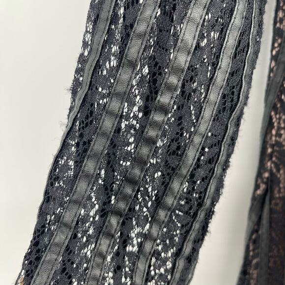 Nha Khanh Faux Leather Trimmed Lace Dress Black Size 10 - Picture 10 of 12